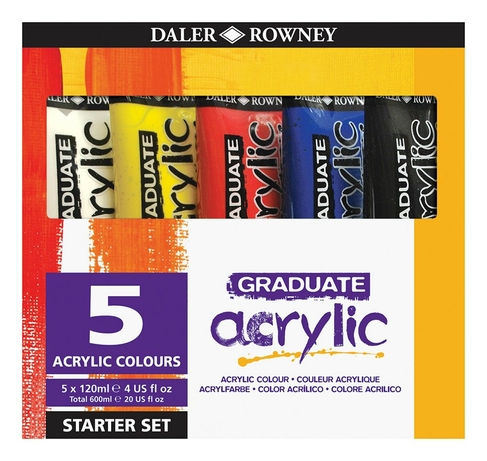 Daler-Rowney Graduate Acrylic Starter Set 5x120ml Paint Tubes