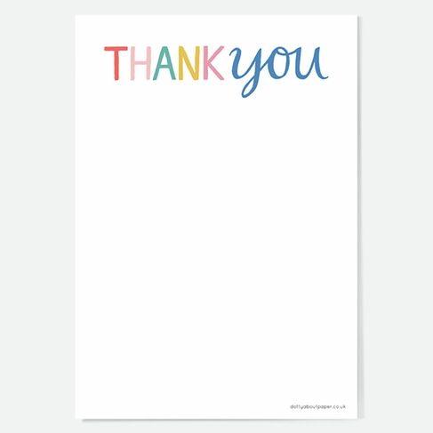 Dotty About Paper Fun Typography Thank You Notelet (Pack of 20)