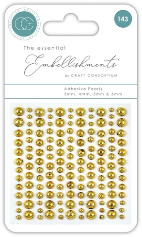 Craft Consortium The Essentials Self Adhesive Pearls Gold (Pack of 143)