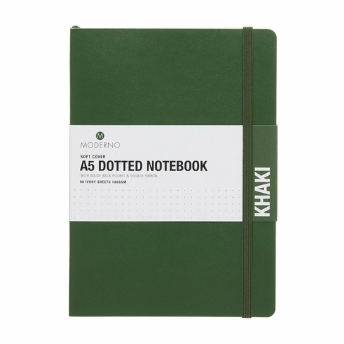 WHSmith Moderno Colour A5 Khaki Dotted Softback Notebook