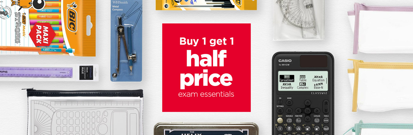 Buy 1 get 1 half price exam essentials