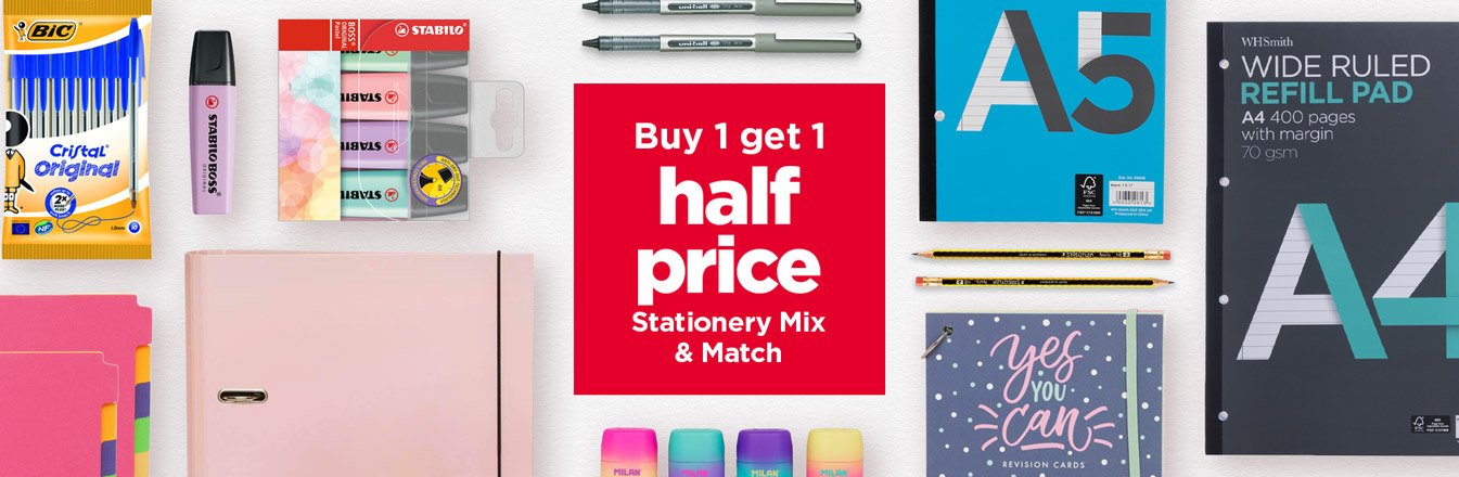 Buy 1 get 1 half price stationery mix & match