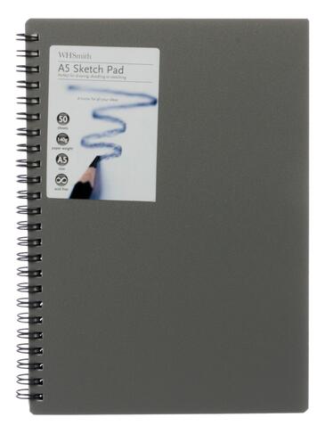 WHSmith A5 Polypro Spiral Bound Sketch Pad 50 Sheets