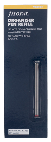 Filofax Multifit Mini Ballpoint Pen Refills, Black Ink (Pack of 2)