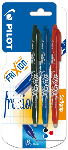 PILOT FriXion Erasable Rollerball Pen Black/Blue/Red (Pack of 3)