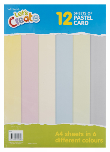 WHSmith A4 Pastel Card Sheets (Pack of 12)