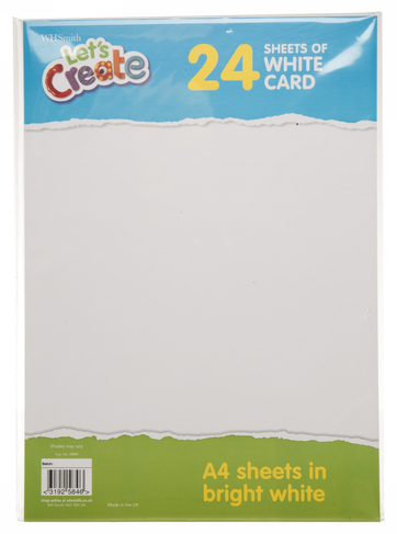 WHSmith A4 White Card 24 Sheets