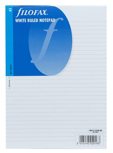 Filofax A5 Refill White Ruled Notepaper