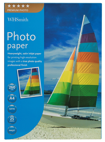 WHSmith A4 Premium Heavyweight satin finish Photo Paper 25 Sheets