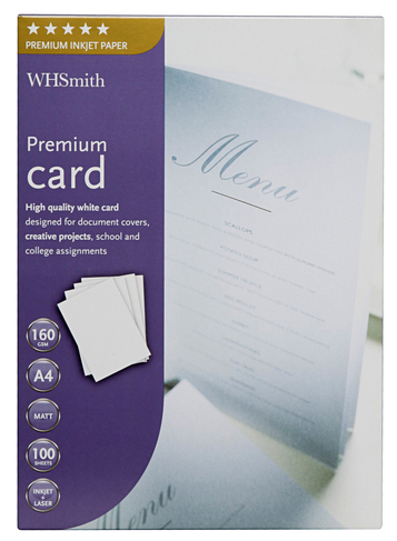WHSmith White 100 Sheets of Premium Quality Card