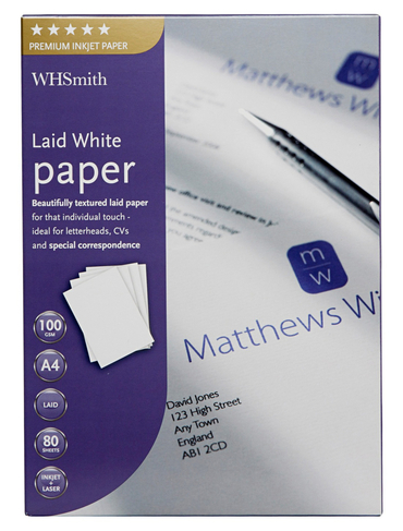 WHSmith A4 Laid White Inkjet Paper 80 Sheets