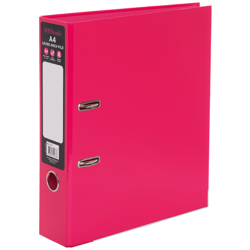 WHSmith Pink A4 Board Lever Arch File