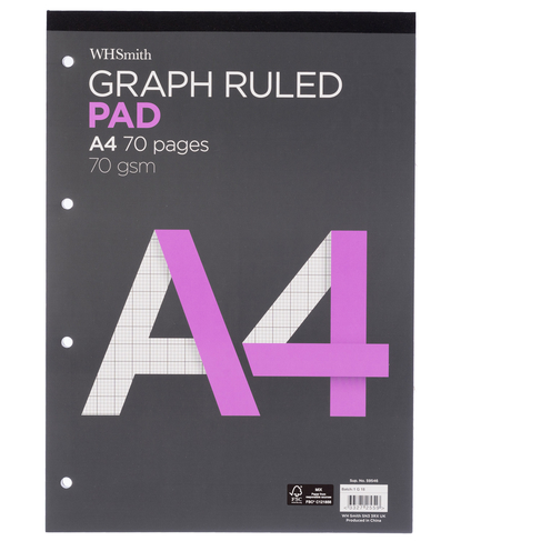 WHSmith A4 Graph Ruled Refill Pad