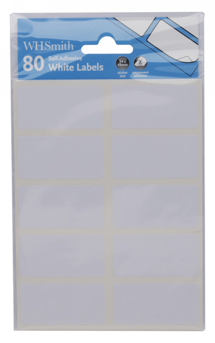 WHSmith White Self-Adhesive Labels (Pack of 80)