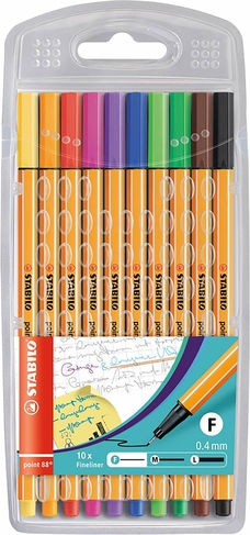 STABILO point 88 Fineliners, Assorted Ink (Pack of 10)