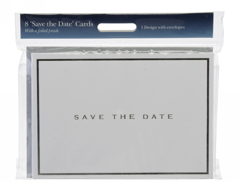 WHSmith Silver Foiled Save The Date Blank Invitations (Pack of 8)