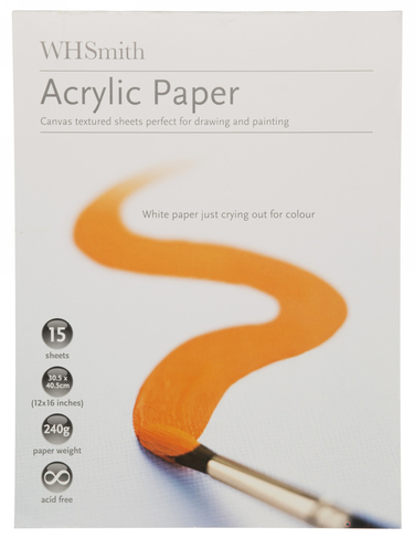 WHSmith 16x12 Inch Acrylic Paper 15 Sheets