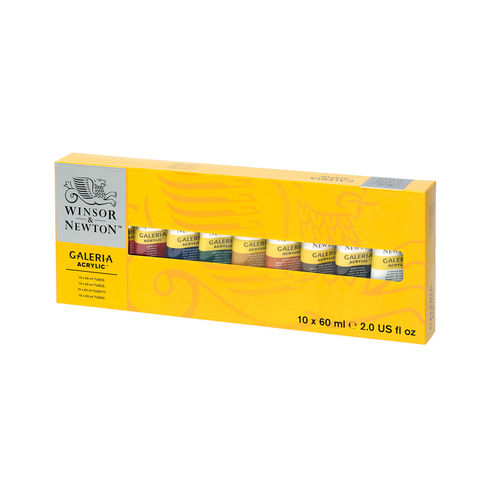 Winsor & Newton Galeria 10 Colour Tubes Acrylic Paints 60 ml (Pack of 10)
