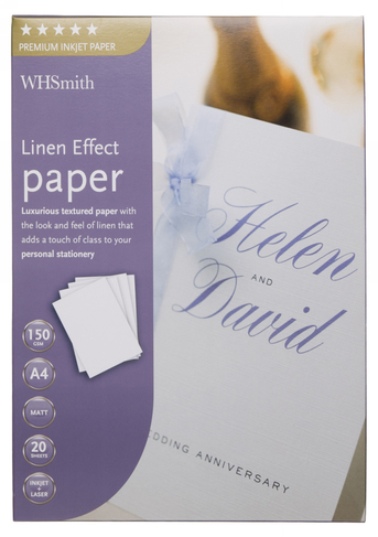 WHSmith A4 Linen Effect Inkjet Paper 20 Sheets