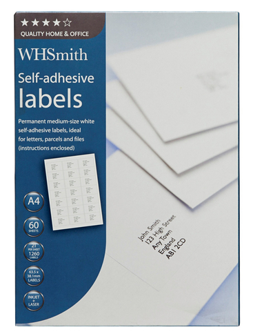 WHSmith Quality Home and Office Medium White Self-adhesive Labels (Pack of 1260)