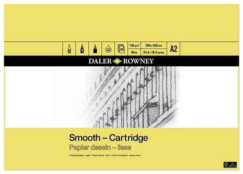 Daler-Rowney Smooth A2 Cartridge Pad 130gsm 30 White Sheets