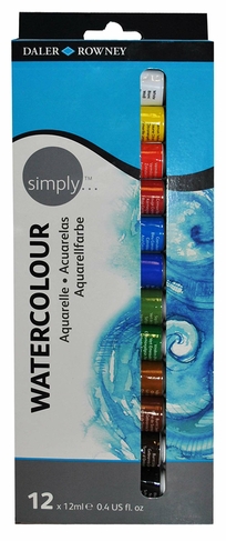 Daler-Rowney Simply Watercolour Set of 12x12ml Paint Tubes