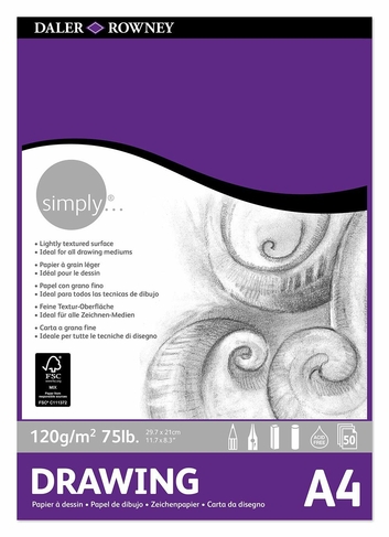Daler-Rowney Simply A4 Drawing Pad 120gsm 50 White Sheets
