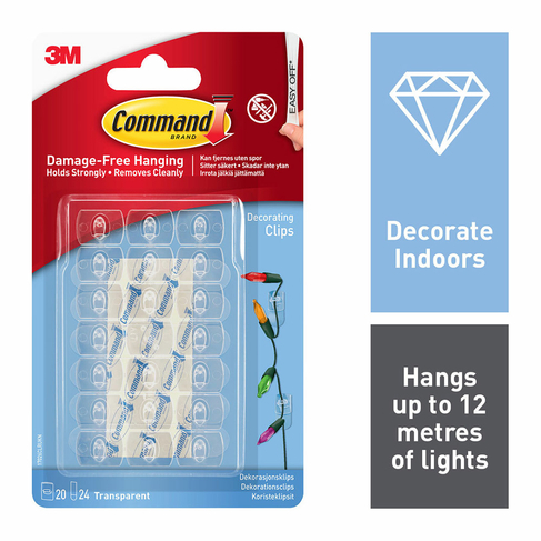 Command Clear Decorating Clips with Clear Strips (Pack of 20)