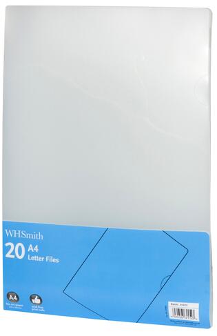 WHSmith Clear Premium A4 Letter Files (Pack of 20)