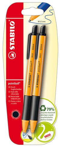 STABILO GREENpointball Ballpoint Pens, Black Ink (Pack of 2)