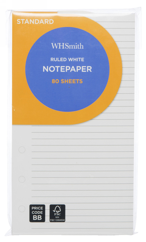 WHSmith Standard Refill White Ruled Notepaper