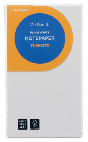 WHSmith Standard Refill White Plain Notepaper