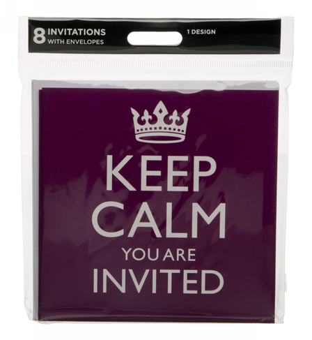 WHSmith Purple Keep Calm Invitations (Pack of 8)