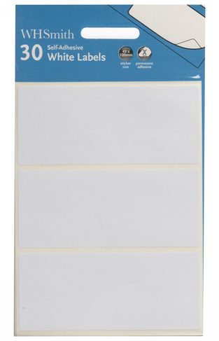 WHSmith White Self Adhesive Labels (Pack of 30)
