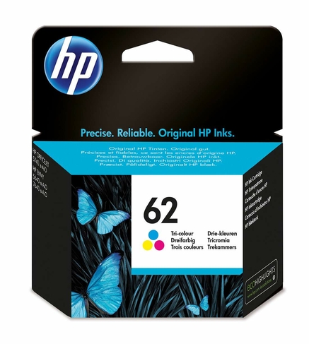 HP 62 Tri-colour Original Ink Cartridge, Instant Ink Compatible, C2P06AE