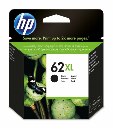 HP 62XL High Yield Black Original Ink Cartridge, Instant Ink Compatible, C2P05AE