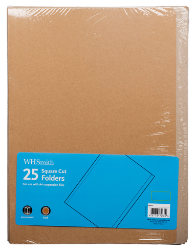 WHSmith Brown Kraft A4 Square Cut Folders (Pack of 25)