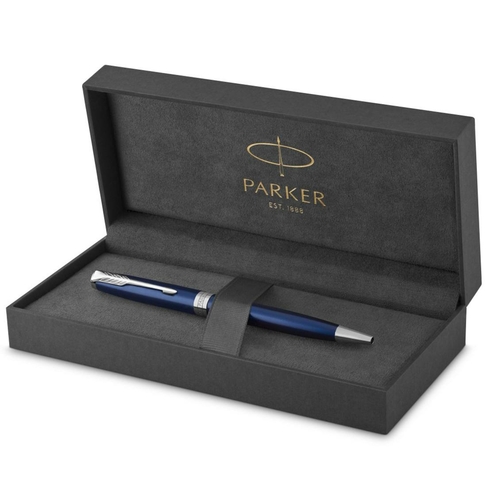 Parker Sonnet Ballpoint Pen, Blue Lacquer with Palladium Trim, Medium, Black Ink, Gift Box
