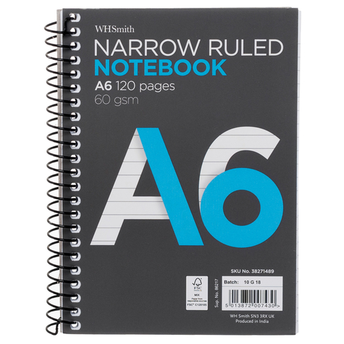 WHSmith Narrow Ruled A6 Notebook