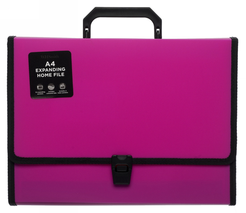 WHSmith Bright Blue or Pink with Canvas Edge A4 Expanding File