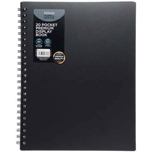 WHSmith Black Premium 20 Pockets A4 Plastic Display Book