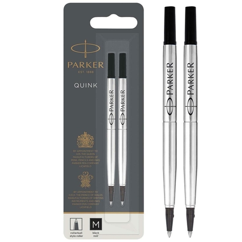 Parker Rollerball Pen Refills, Medium, Black QUINK Ink (Pack of 2)
