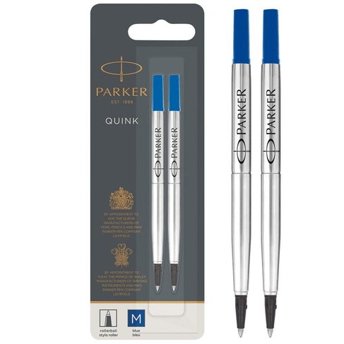 Parker Rollerball Pen Refills, Medium, Blue QUINK Ink (Pack of 2)
