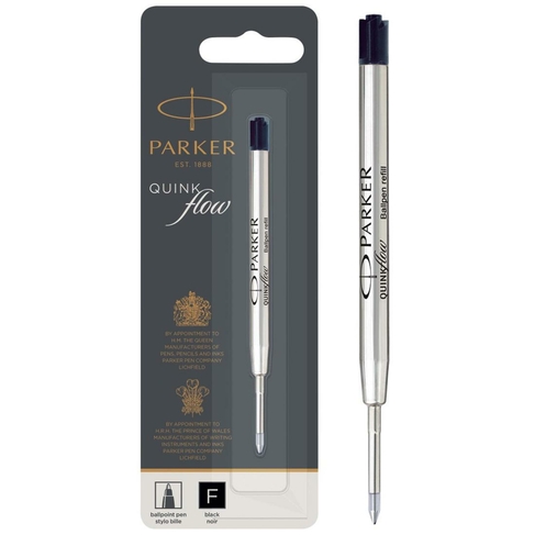 Parker Quink Flow Ballpoint Pen Refill, Fine Nib, Black Ink