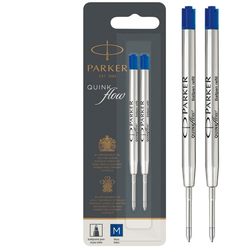 Parker Ballpoint Pen Refills, Medium, Blue QUINKflow Ink (Pack of 2)
