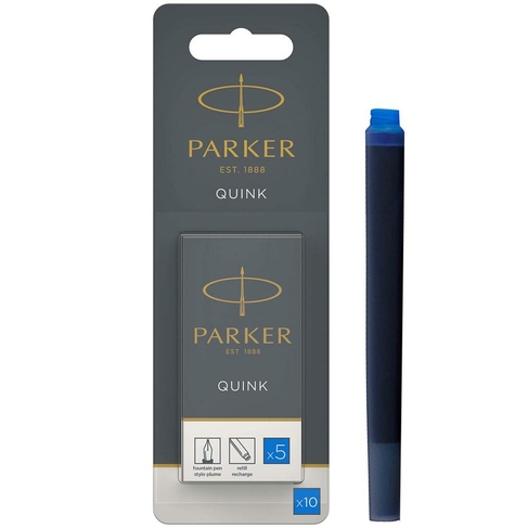 Parker Quink Double Pack Ink Cartridges, Blue Ink (Pack of 10)