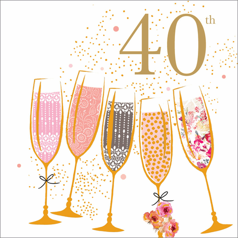 Portfolio Foil & Glitter Champagne 40th Birthday Card