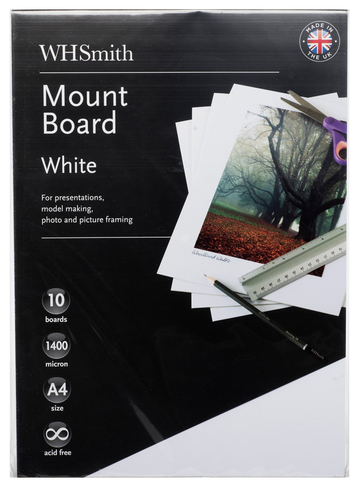 WHSmith A4 White Mount Board 10 Sheets