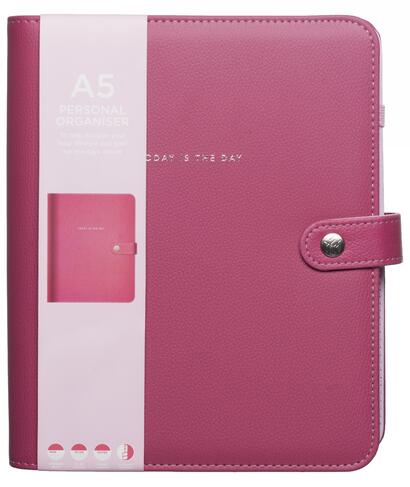 WHSmith Undated A5 Pink Faux Leather Personal Organiser