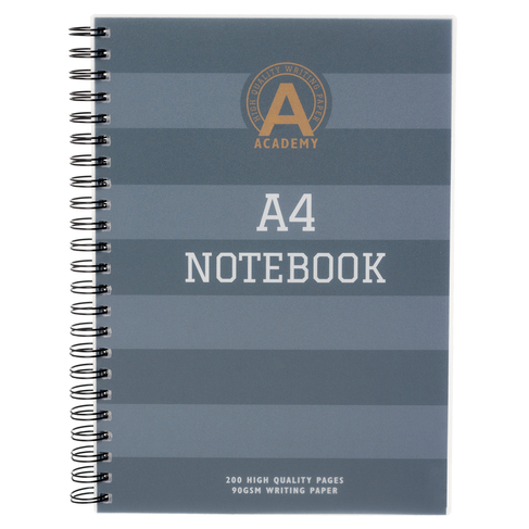 WHSmith Academy Grey A4 Wide Ruled Notebook
